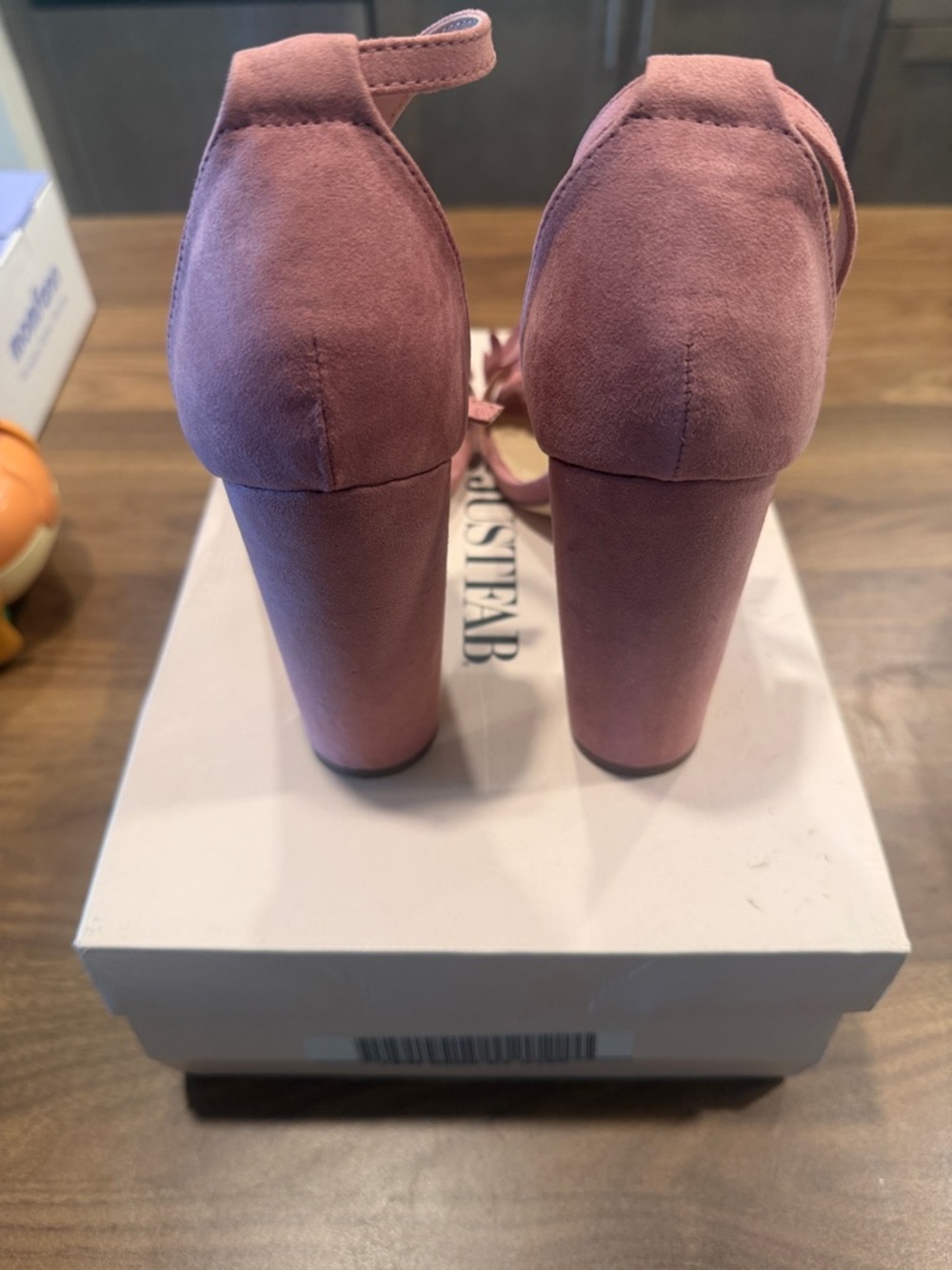 JustFab Heather Rose Floral Suede Block Heel Sandals - Picture 3 of 5